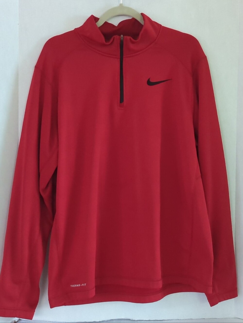 Nike  Red Therma-Fit Long Sleeve 1/4  Zip Pullover Collared Top Size XL